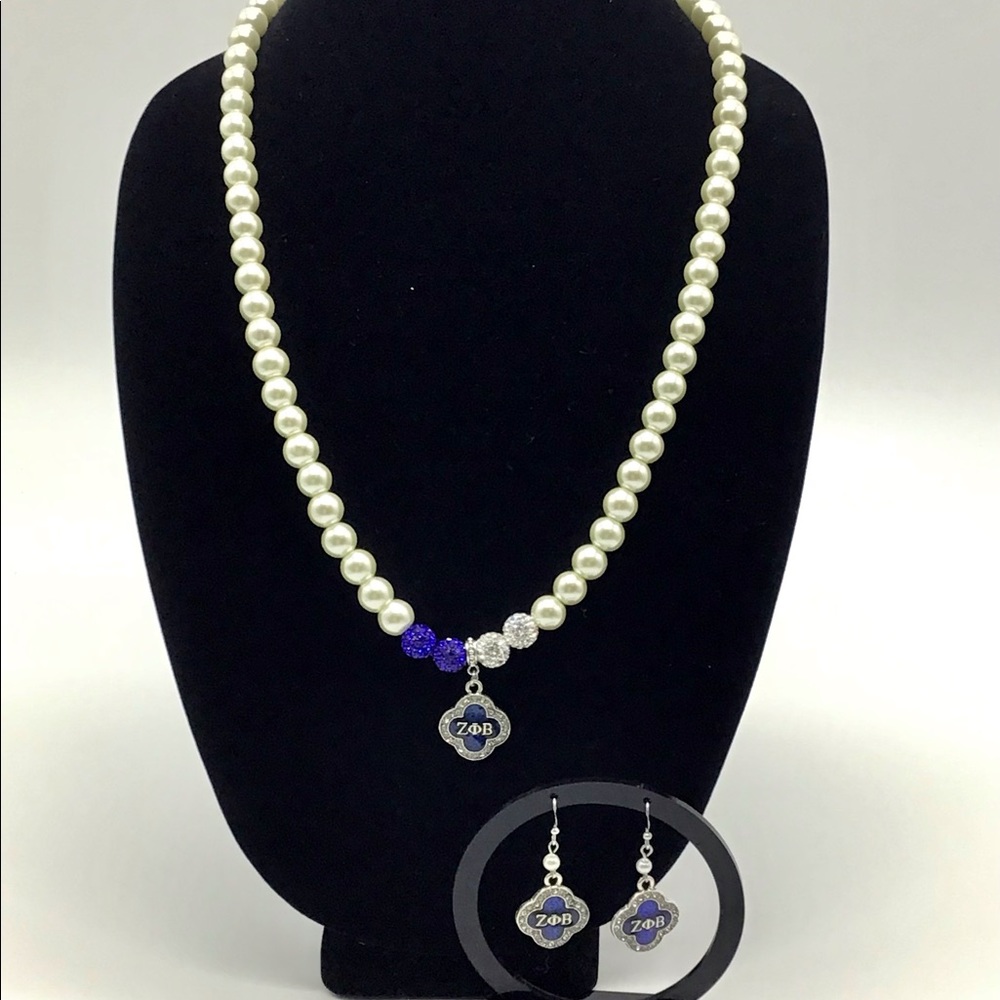 Zeta Phi Beta Necklace and Earring Set - Picture 3 of 9
